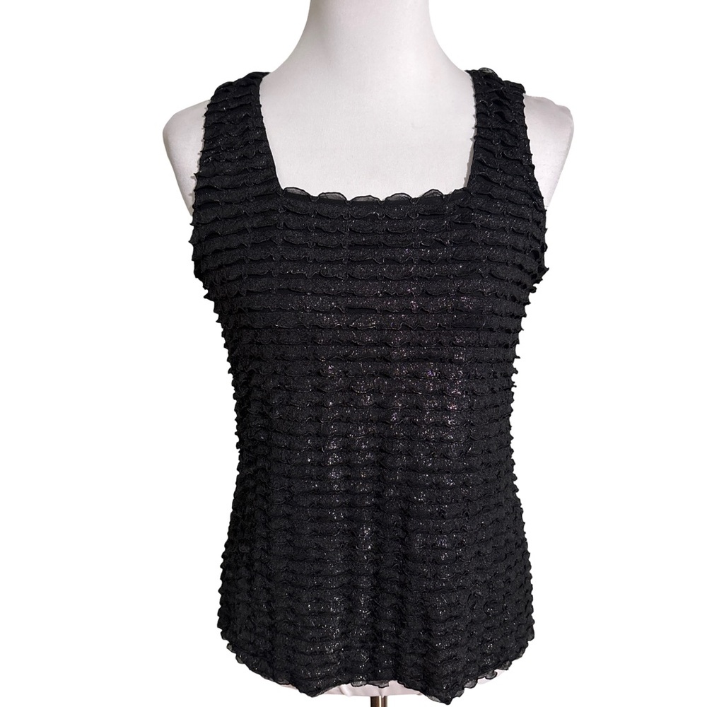 New Directions Black Textured Tank Top